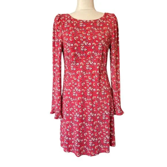 Free People Red Say Hello Floral Mini Dress SZ M Modern Boho - Picture 2 of 14